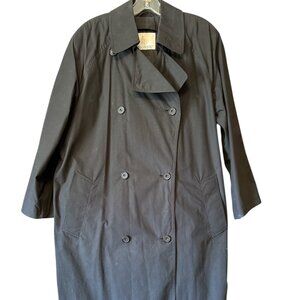 London Fog Ladies Black Raincoat with Belt and Zip In Liner Size 12R